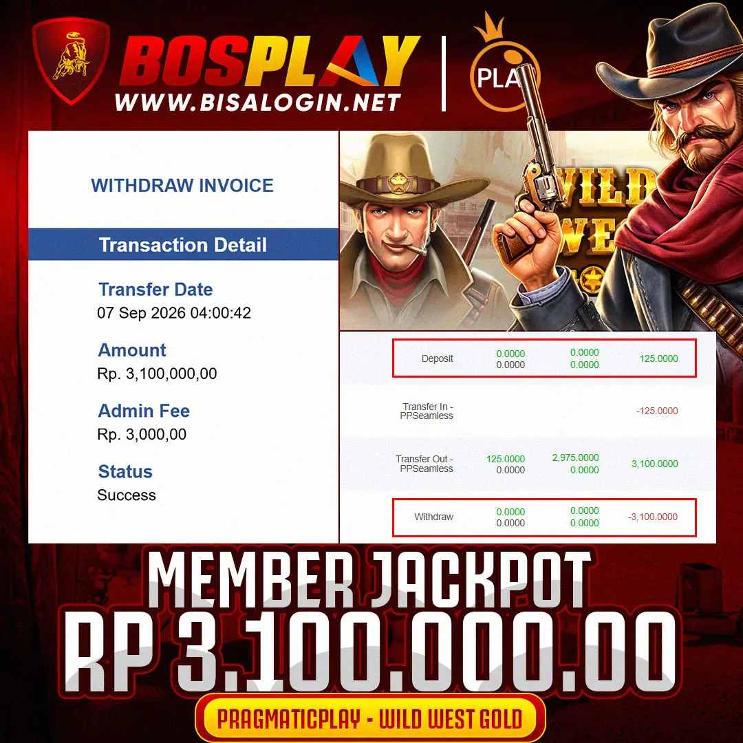 MEMBER JACKPOT PRAGMATICPLAY | WILD WEST GOLD IDR 3.100.000